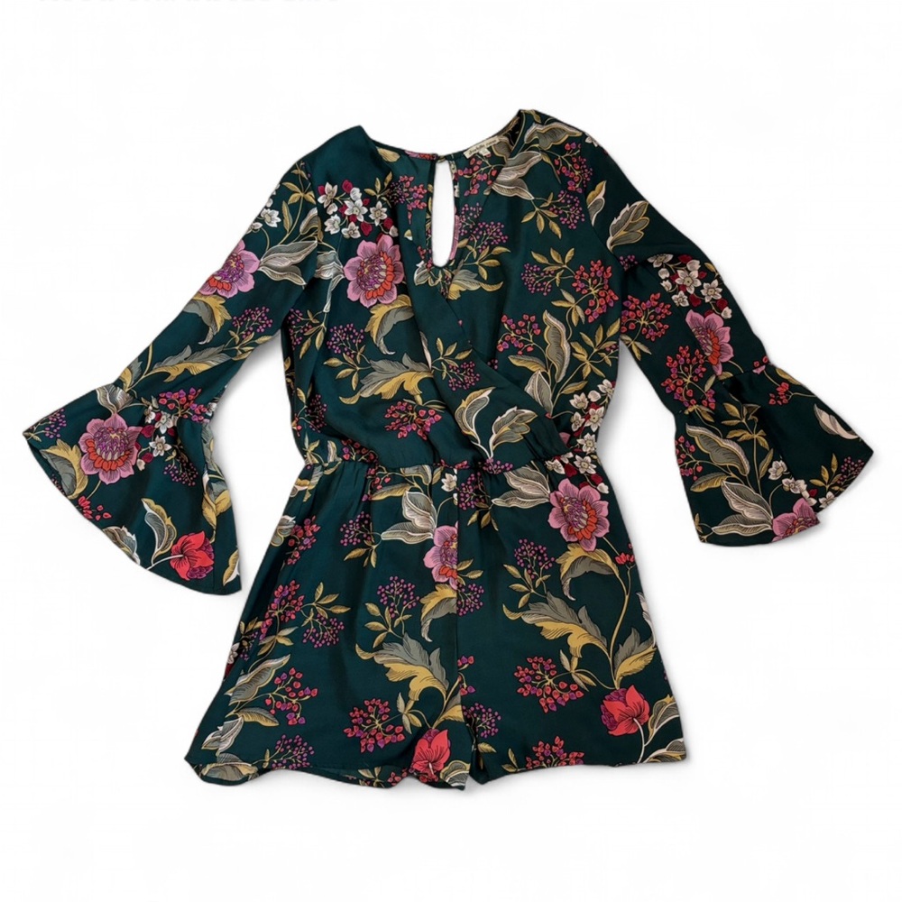 Charlotte Russe Floral Bell Sleeve Romper